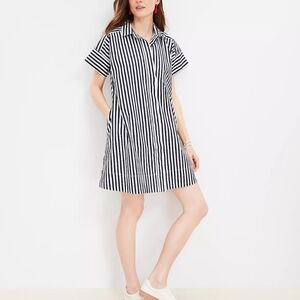 Loft Striped Poplin Short Sleeve Pocket Shirtdress size XS
